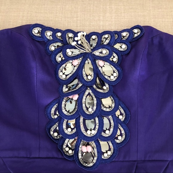 Temperly London Embellished Strapless Satin Dress - Picture 6 of 9